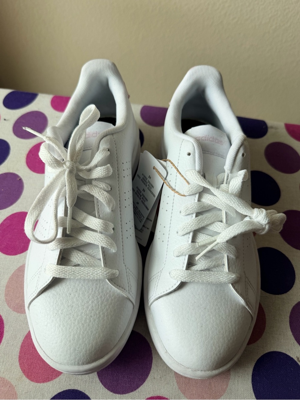 adidas Women’s White Lace-Up Leather Sneakers